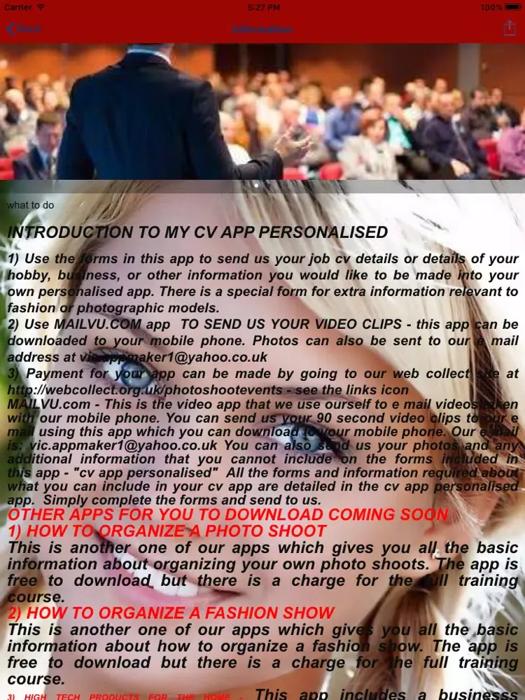 Ảnh chụp màn hình của CV App Personalized iPad 