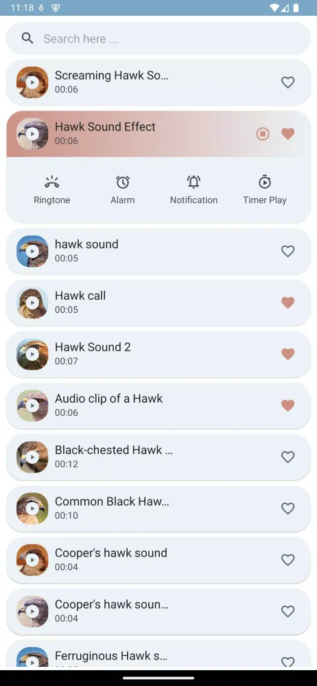 Tangkapan layar Hawk Sounds