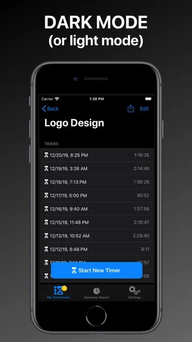 Capturas de pantalla de My Timesheets - Logs & Reports