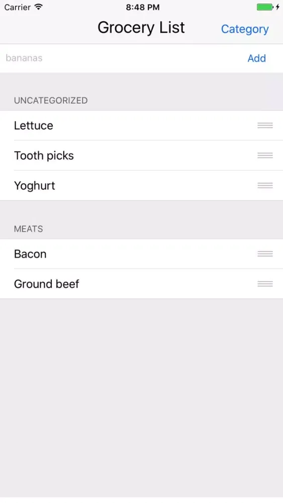 Tangkapan layar Grocery Listr