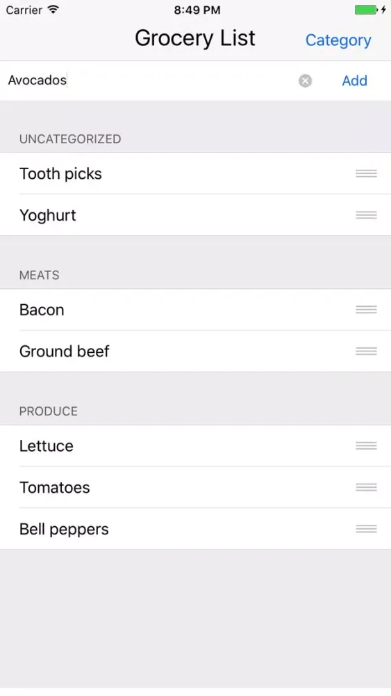 Tangkapan layar Grocery Listr