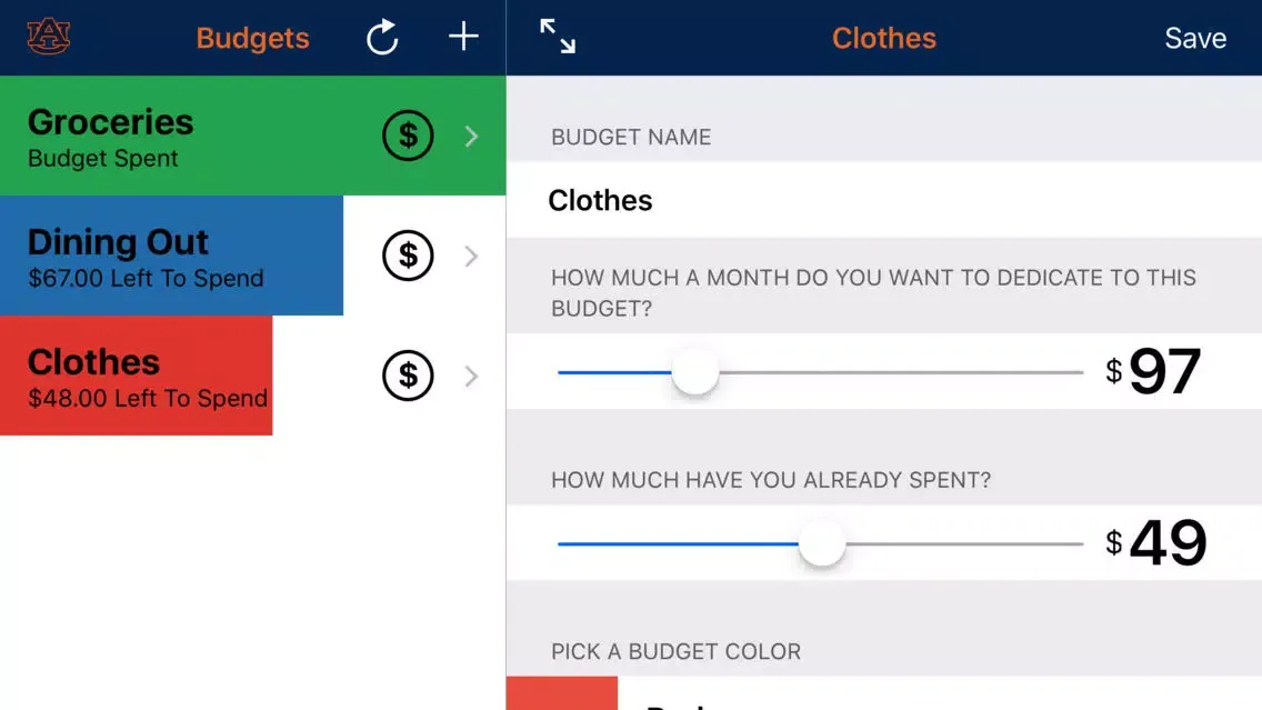 AU Budget Screenshots