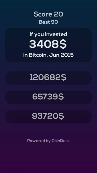 Tangkapan layar Bitcoin Price Guess Quiz