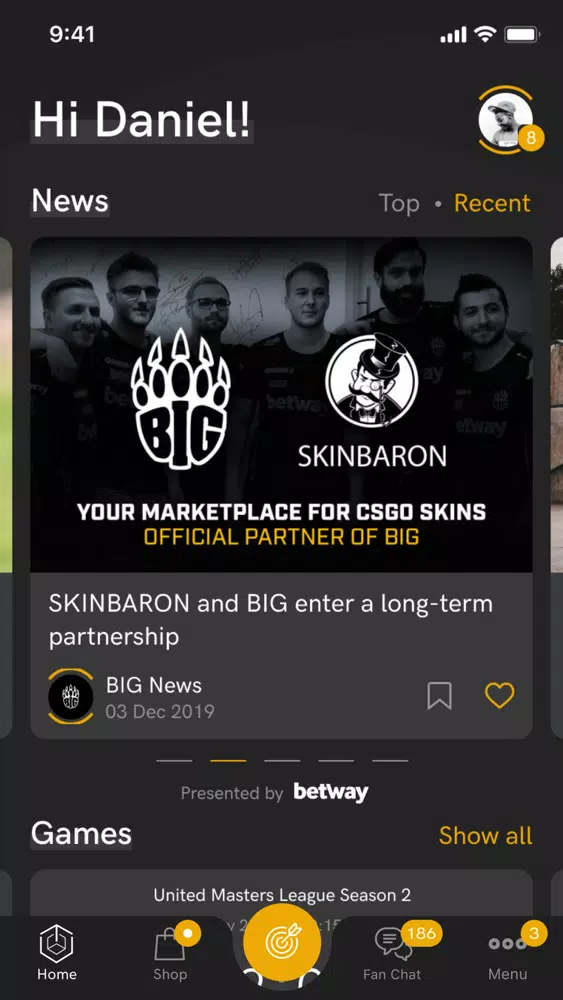 Capturas de tela do BIG Fan App