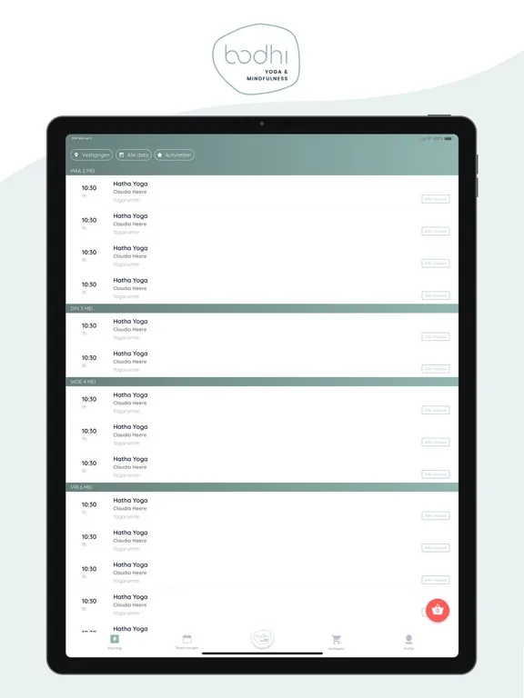 Tangkapan skrin Bodhi yoga en mindfulness iPad 