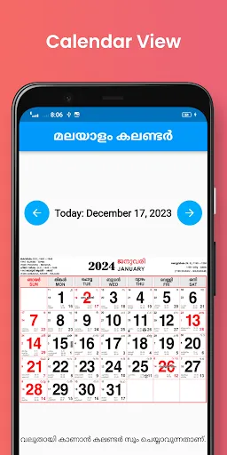 Capturas de tela do 2024 Kerala Malayalam Calendar