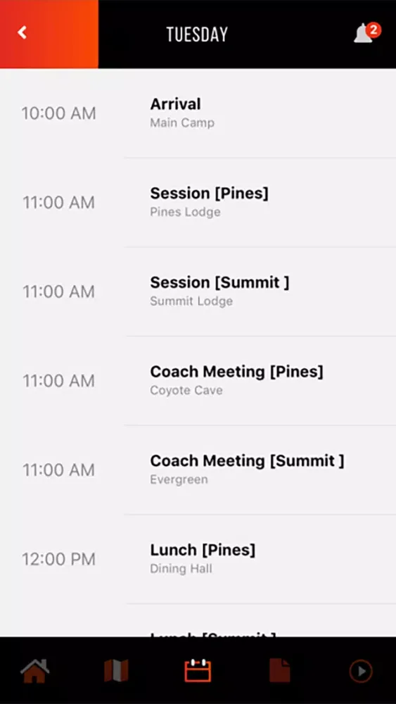 Tangkapan layar CCV Camps App