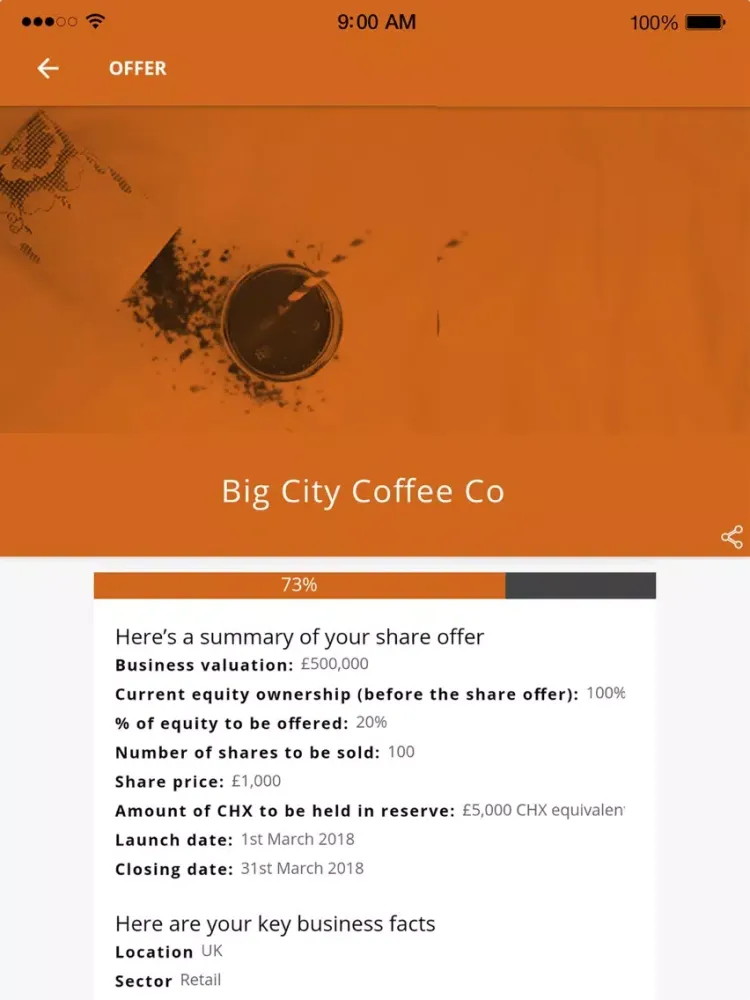 ภาพหน้าจอของ Chainium Business Owner iPad 
