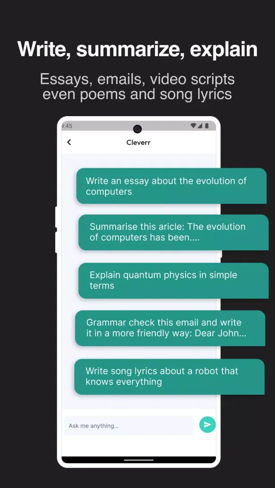 Clever - AI Assistant Chatbot Screenshots