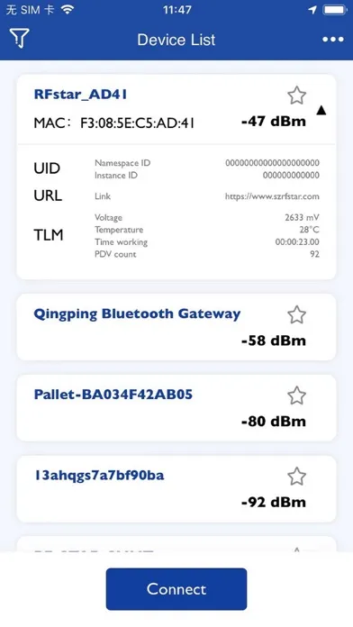 Tangkapan layar RF-star Beacon