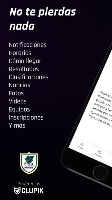 Capturas de tela do CAU Madrid Rugby Club