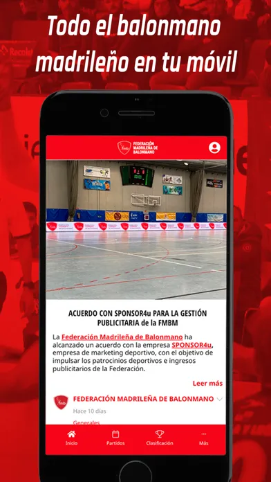 Capturas de tela do Federación Madrileña Balonmano