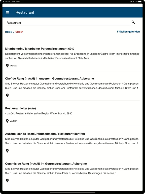 Captures d'écran de SWISS HOTEL-JOBS iPad 
