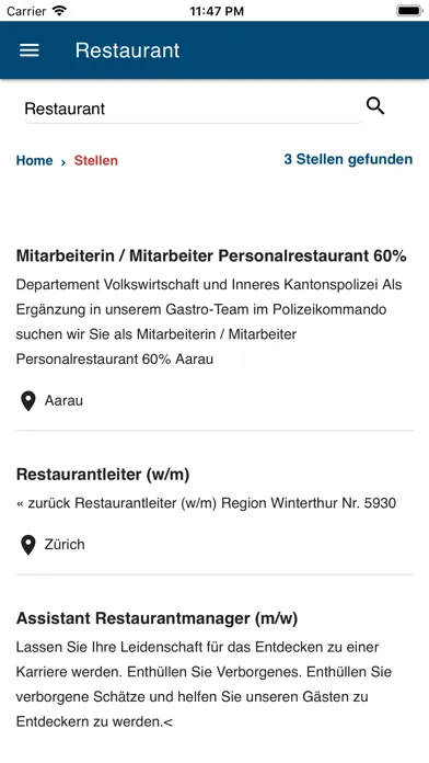Captures d'écran de SWISS HOTEL-JOBS