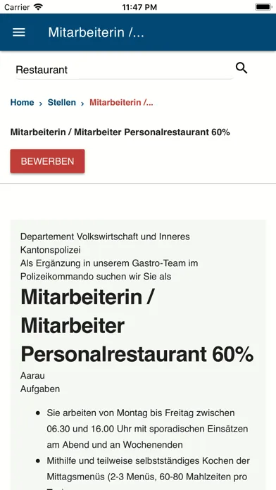 Captures d'écran de SWISS HOTEL-JOBS