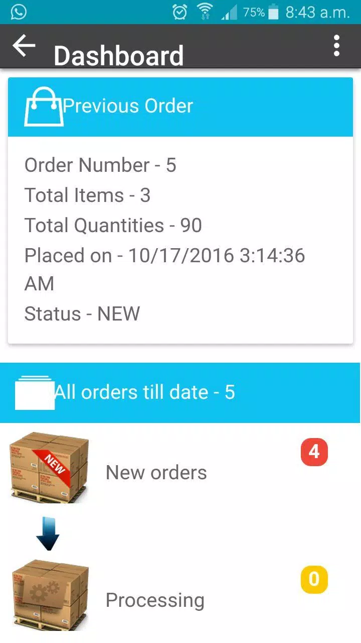 Customer order and Delivery Screenshots