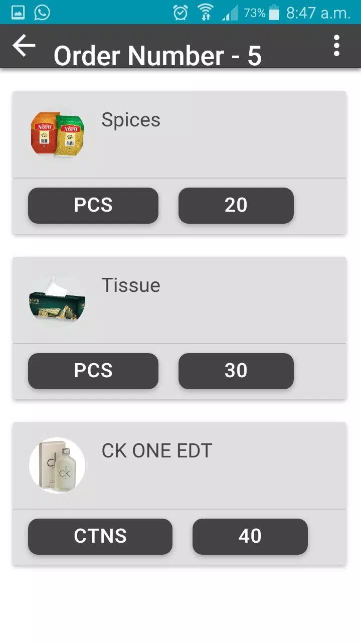 Customer order and Delivery Screenshots