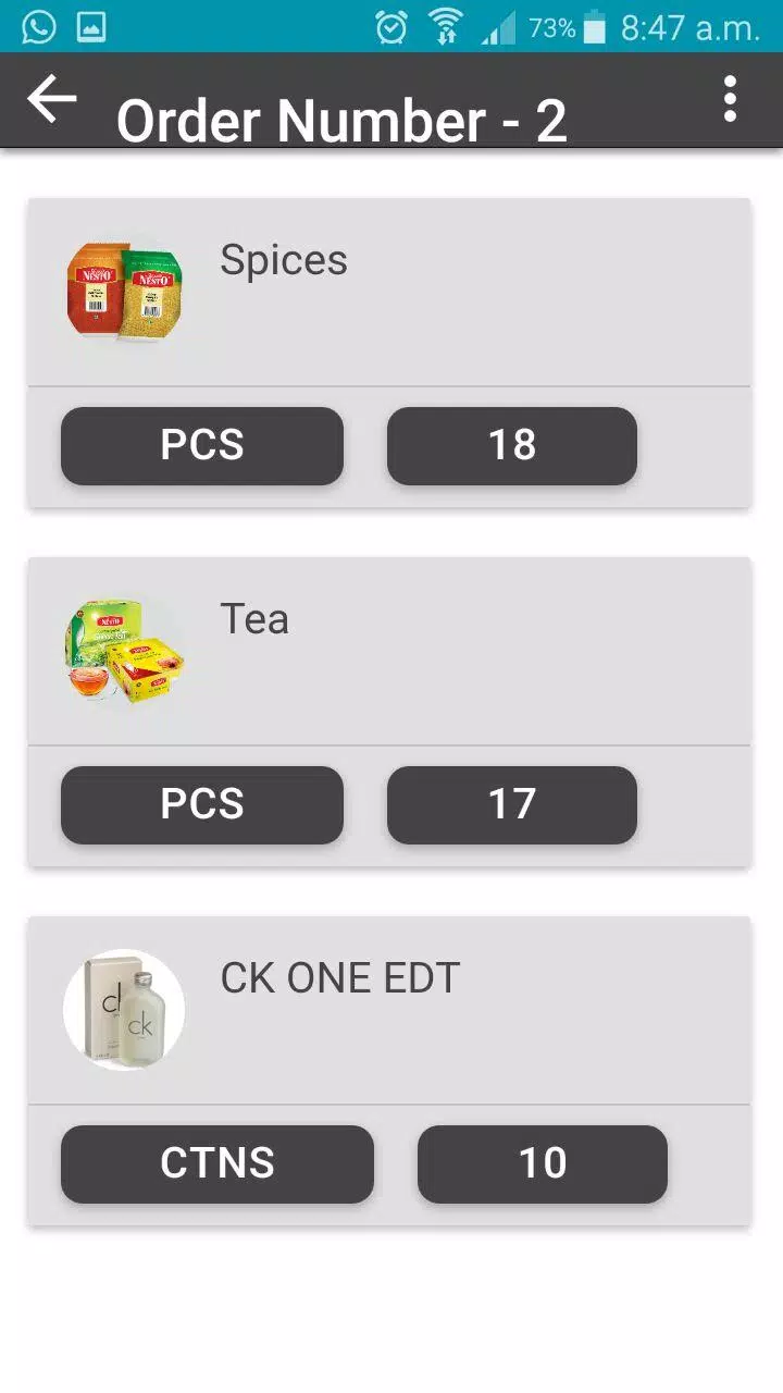 Customer order and Delivery Screenshots