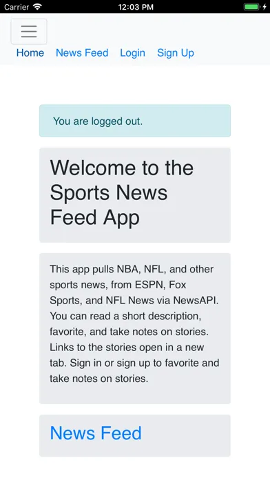 Zrzuty ekranu SportsFeed