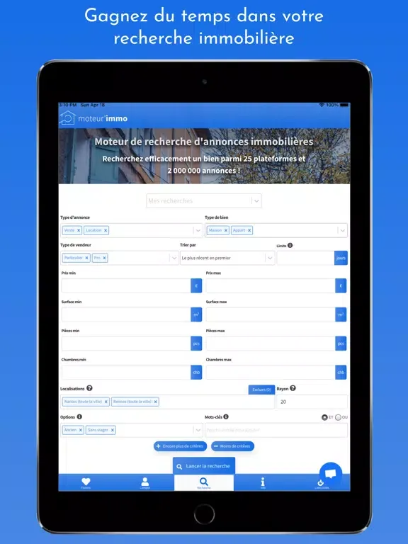 Tangkapan layar Moteur'Immo iPad 