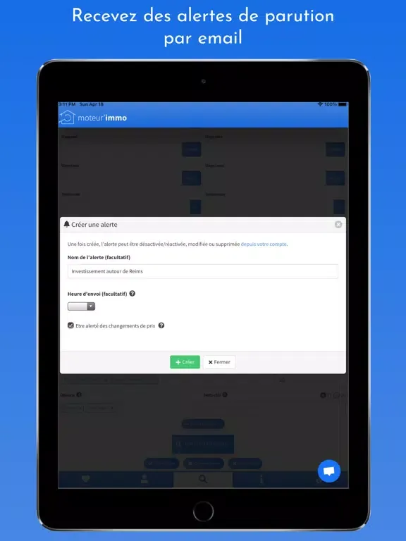 Tangkapan layar Moteur'Immo iPad 