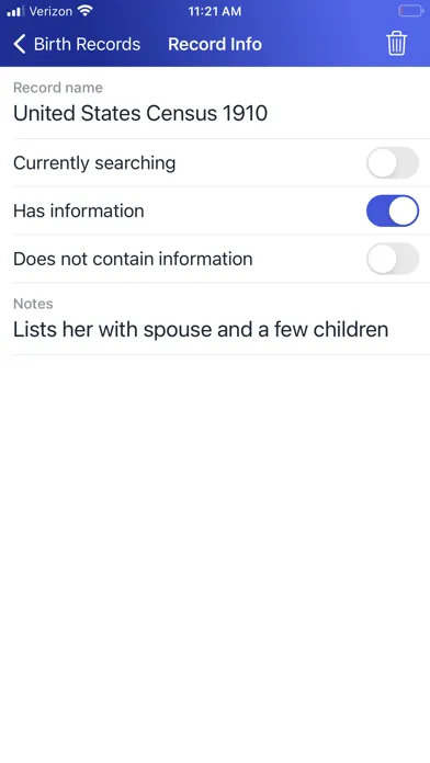 Tangkapan skrin Family Search Journal