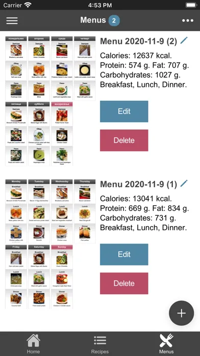Tangkapan layar EasyMenu Meal Planner 3