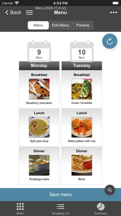 Tangkapan layar EasyMenu Meal Planner 3