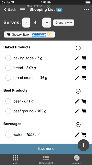 Tangkapan layar EasyMenu Meal Planner 3