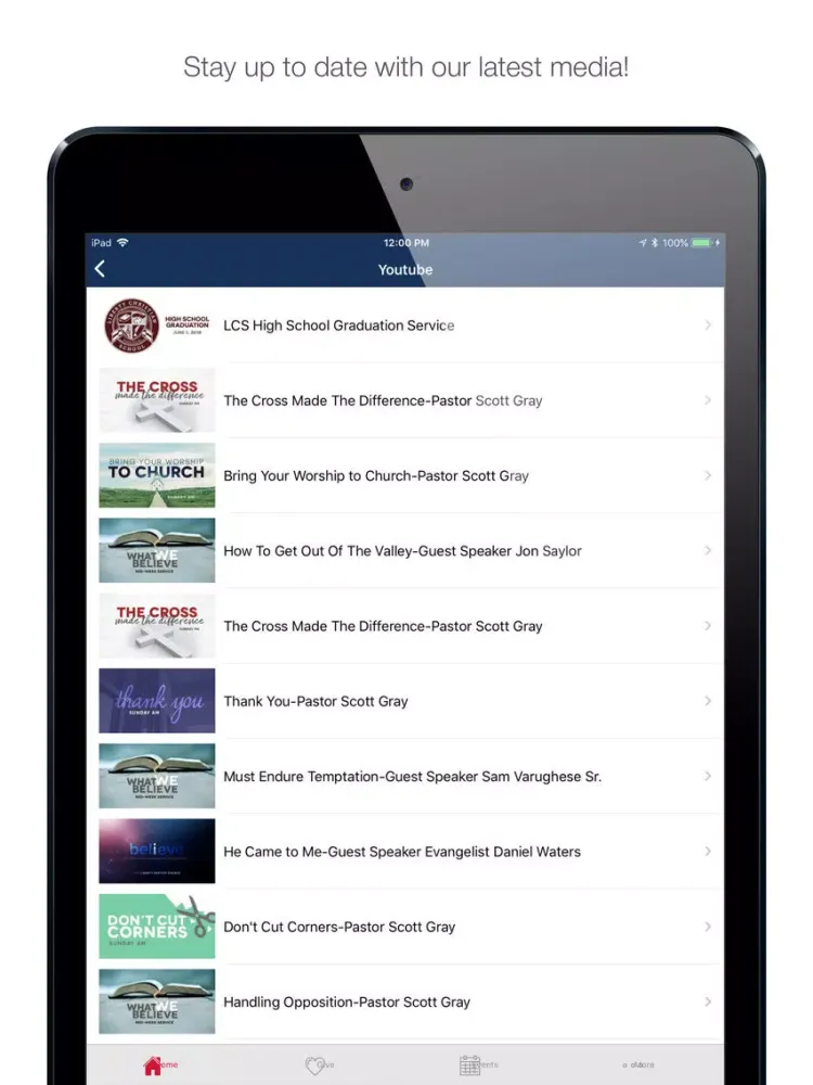 Tangkapan layar LBC Durham iPad 