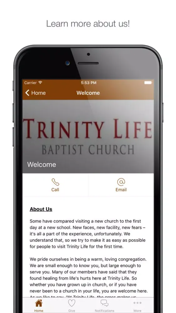 ภาพหน้าจอของ Trinity Life Baptist Church Connection