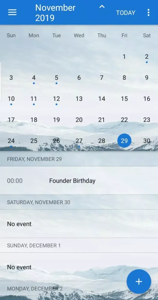 Tangkapan layar Ekstar Calendar