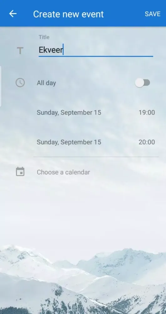 Tangkapan layar Ekstar Calendar