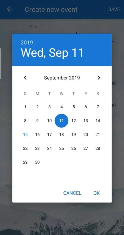 Tangkapan layar Ekstar Calendar