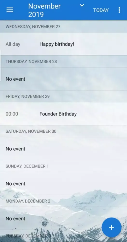 Tangkapan layar Ekstar Calendar