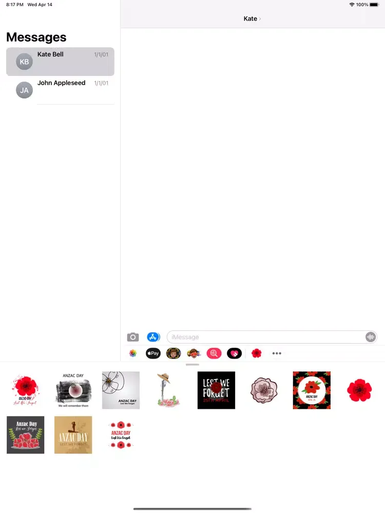 Anzac day stickers iPad  Screenshots