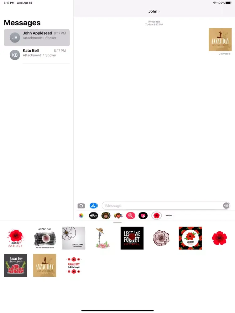 Anzac day stickers iPad  Screenshots