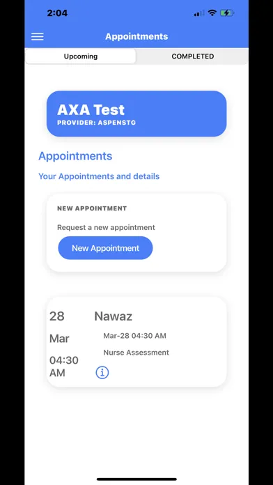 Screenshot di Aspen Patient Portal