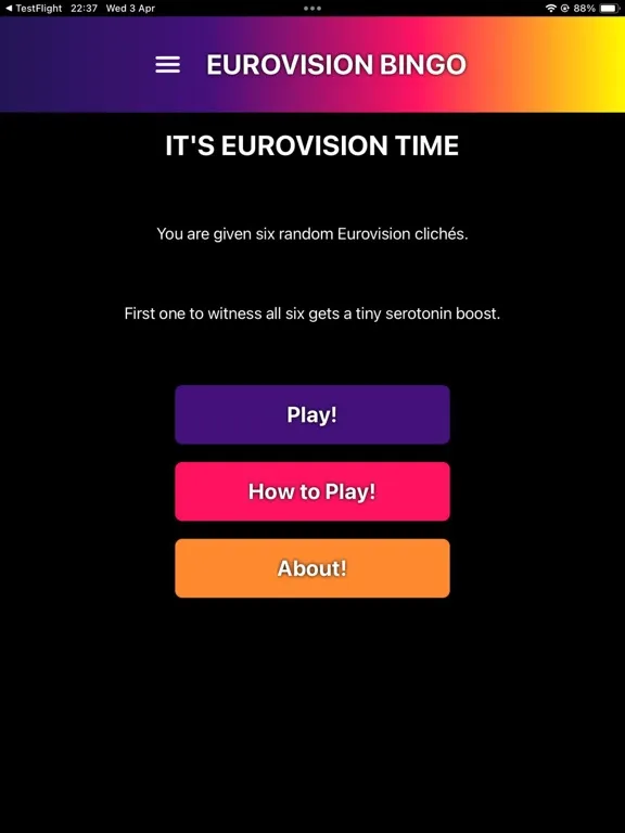 Zrzuty ekranu Eurovision Bingo iPad 