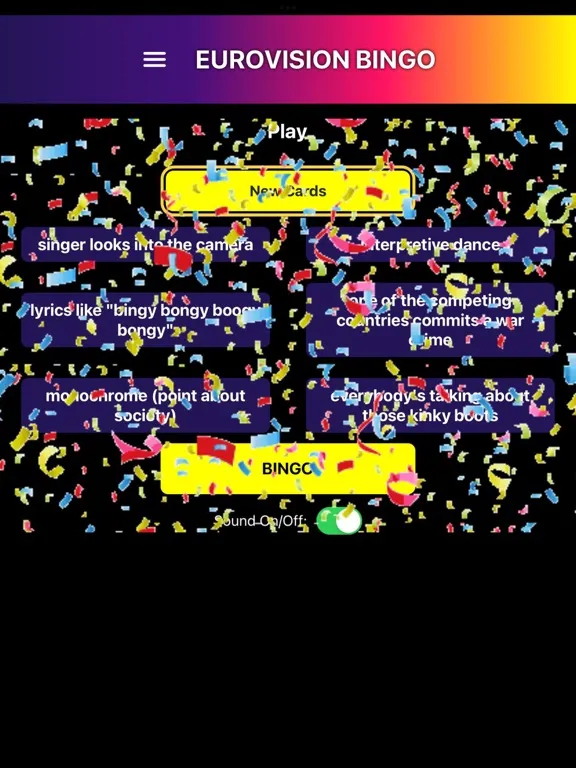 Zrzuty ekranu Eurovision Bingo iPad 
