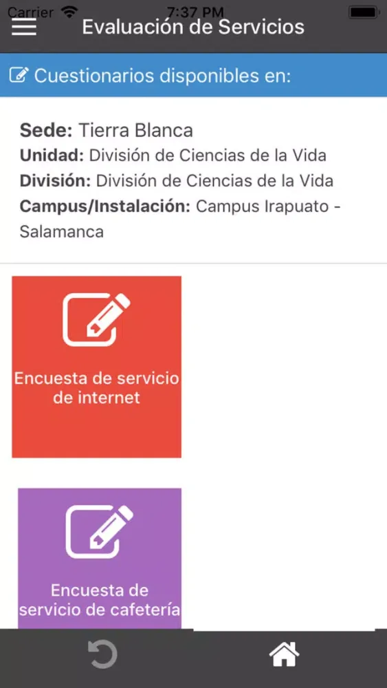 Screenshot di Evalúa UG