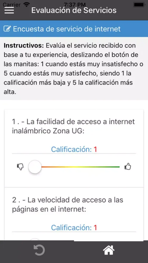 Screenshot di Evalúa UG