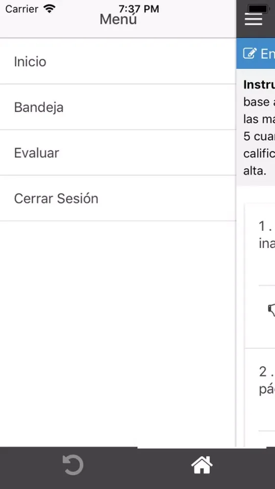 Screenshot di Evalúa UG