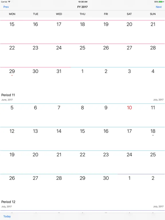 Fiscal Year Calendar iPad  स्क्रीनशॉट