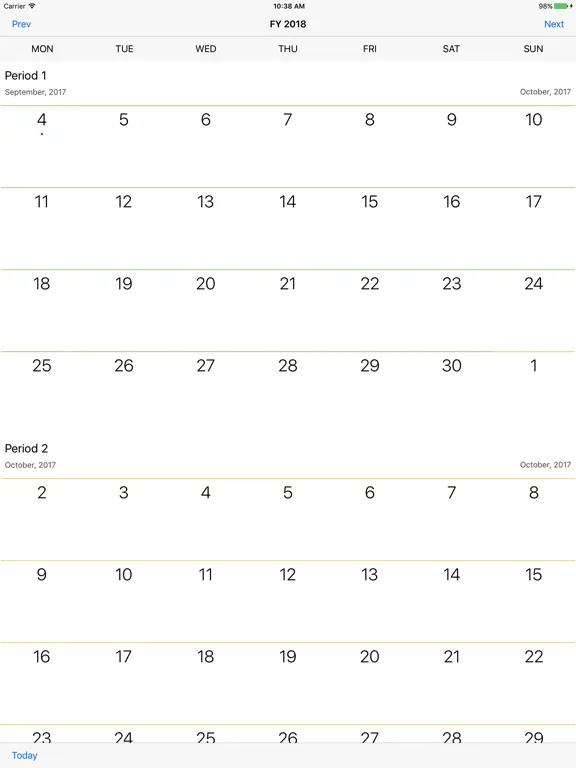 Fiscal Year Calendar iPad  स्क्रीनशॉट