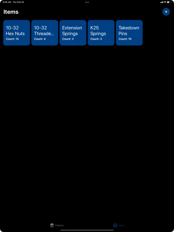 Tangkapan layar Inventory - Projects Organizer iPad 