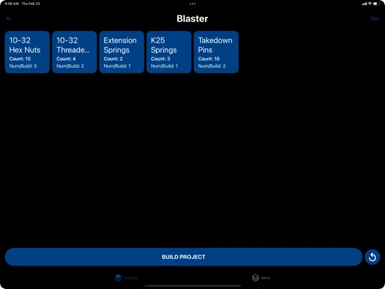 Tangkapan layar Inventory - Projects Organizer iPad 