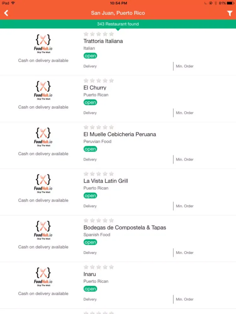 ภาพหน้าจอของ Foodhub.io iPad 