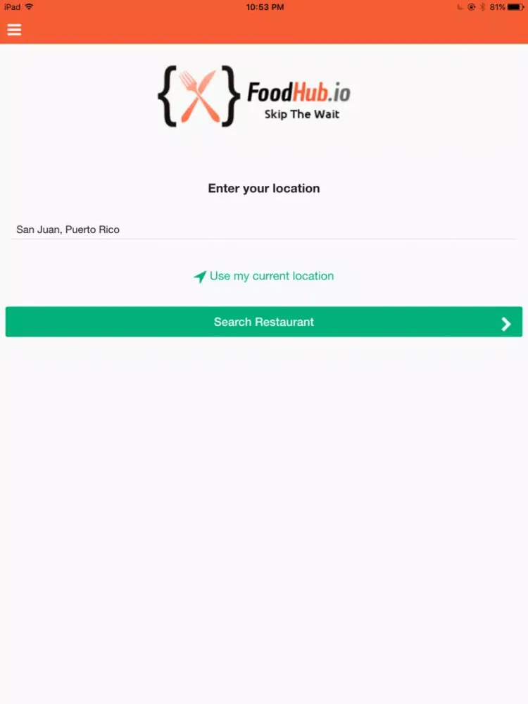 ภาพหน้าจอของ Foodhub.io iPad 