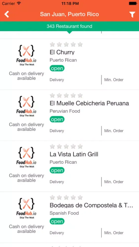 ภาพหน้าจอของ Foodhub.io